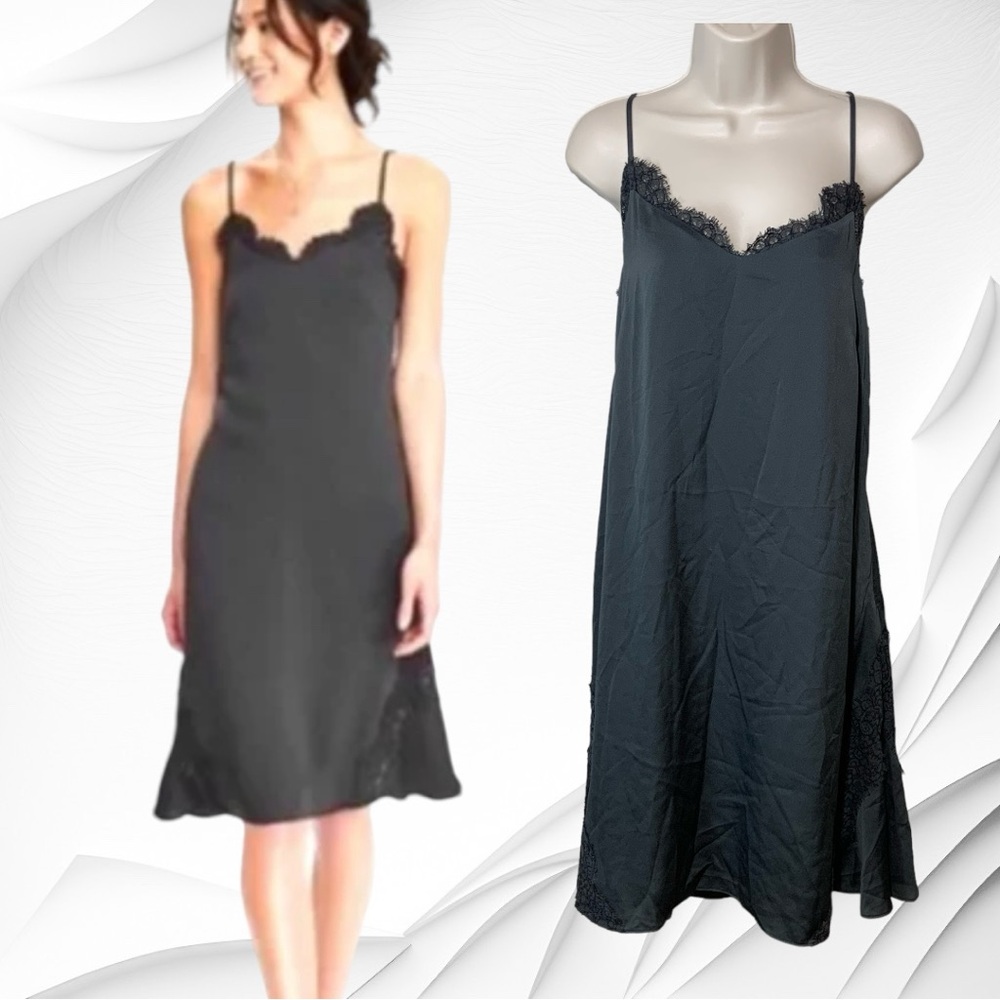Banana Republic Gray Slip Dress Spaghetti Strap Midi